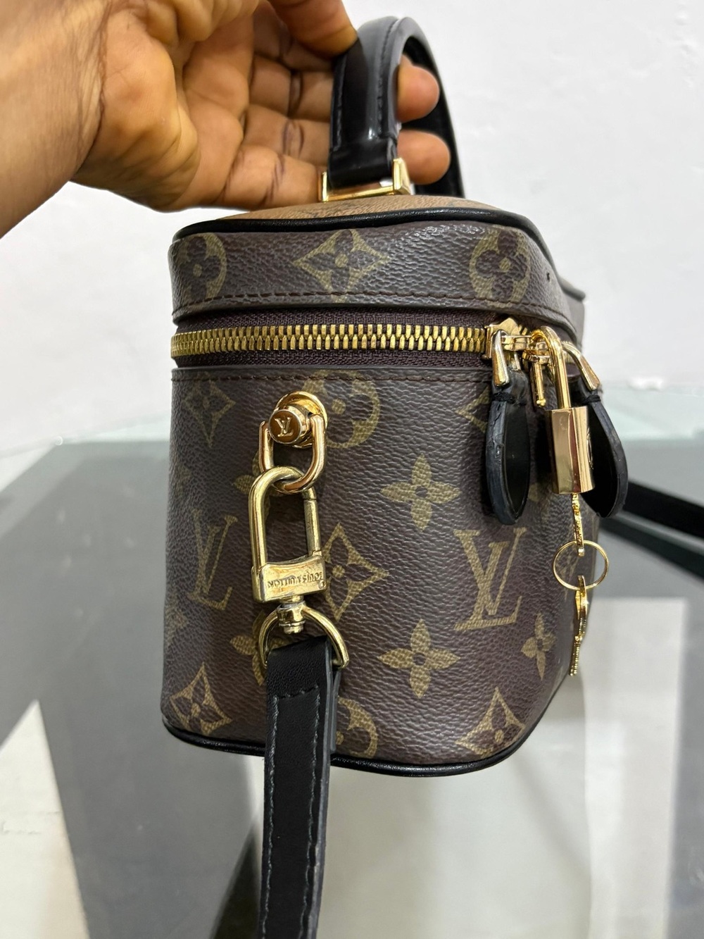 Brown Monogram Mini Vanity Bag with Gold Hardware - Picture 9 of 9